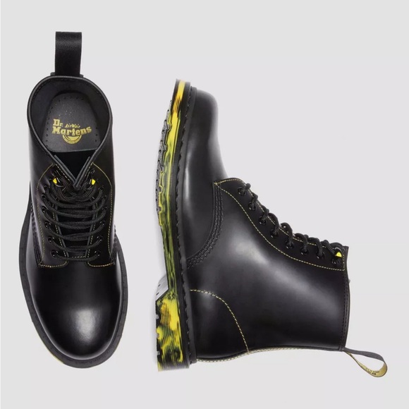 Dr. Martens Smooth Black Leather 1460 Marbled Sole Boots - Picture 12 of 16